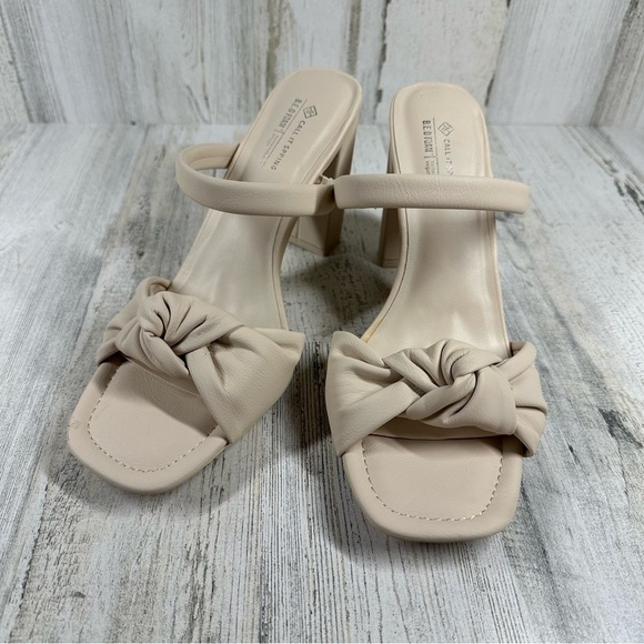 New CALL IT SPRING RHIA Twisted Flat Toe High Block Heel Sandals #786 - Picture 2 of 11